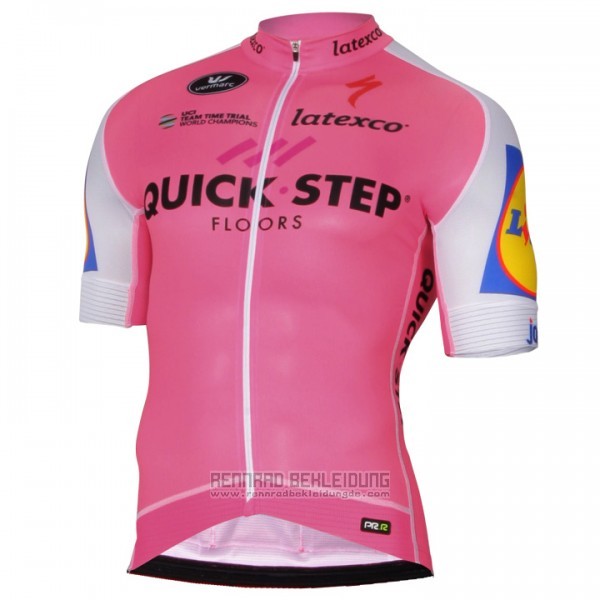 2017 Fahrradbekleidung Quick Step Rosa Trikot Kurzarm und Tragerhose